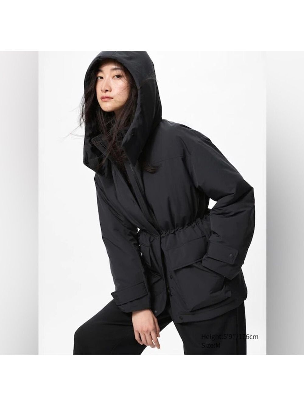 ** Uniqlo Black Hybrid 750++ Fill RDS Certified Down Parka Coat Size L